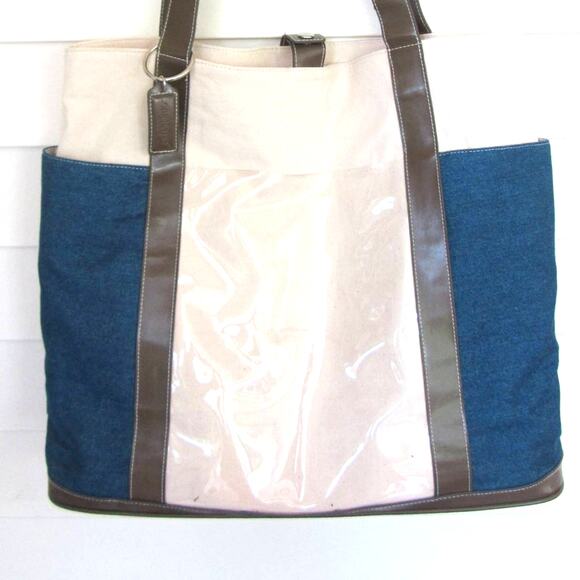 *MUST BUNDLE* Longaberger Canvas & Denim Tote Travel Bag with Keychain - Picture 2 of 9